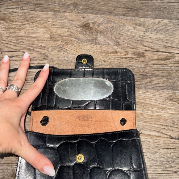 Mundi Black Crocodile Pattern Crossbody Bag - Picture 2 of 5